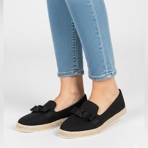 DVA Black 100% Cotton Upper Espadrille Loafers w/ Grosgrain Ribbon Accent Sz 9